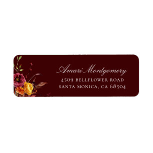 Rustic Autumn Floral Return Address Labels
