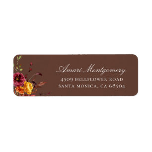 Rustic Autumn Floral Return Address Labels