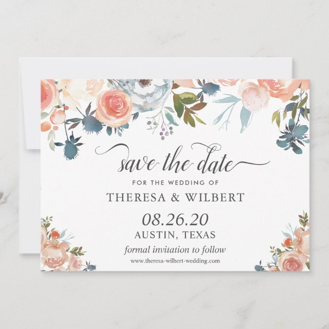 Rustic Autumn Floral Save the Date (Front)