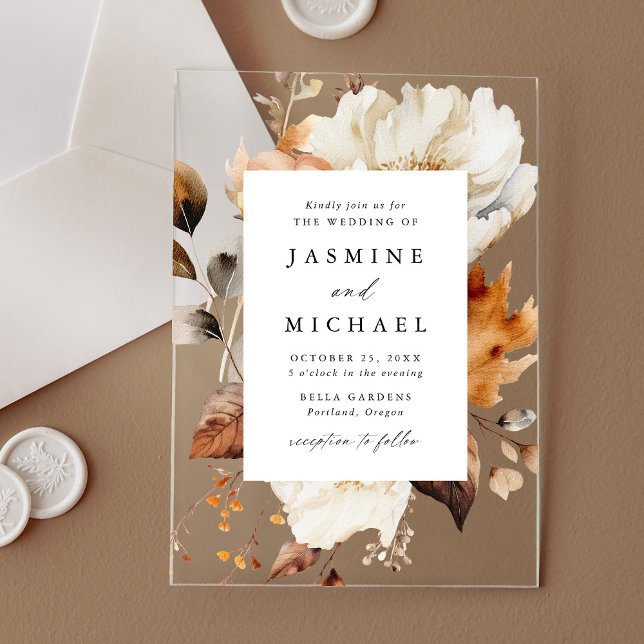 Rustic Autumn Floral Wedding Acrylic Invitations (Creator Uploaded)