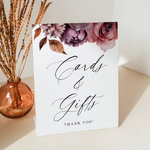Rustic Autumn Floral Wedding Cards and Gifts Pedestal Sign