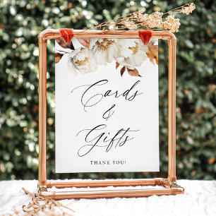 Rustic Autumn Floral Wedding Cards and Gifts Sign
