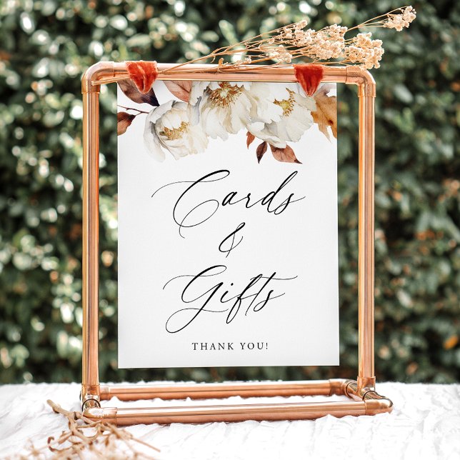 Rustic Autumn Floral Wedding Cards and Gifts Sign (Creator Uploaded)