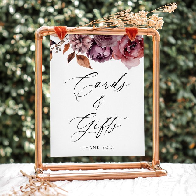 Rustic Autumn Floral Wedding Cards and Gifts Sign (Creator Uploaded)