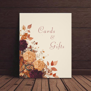 Rustic Autumn Floral Wedding Cards & Gifts Sign