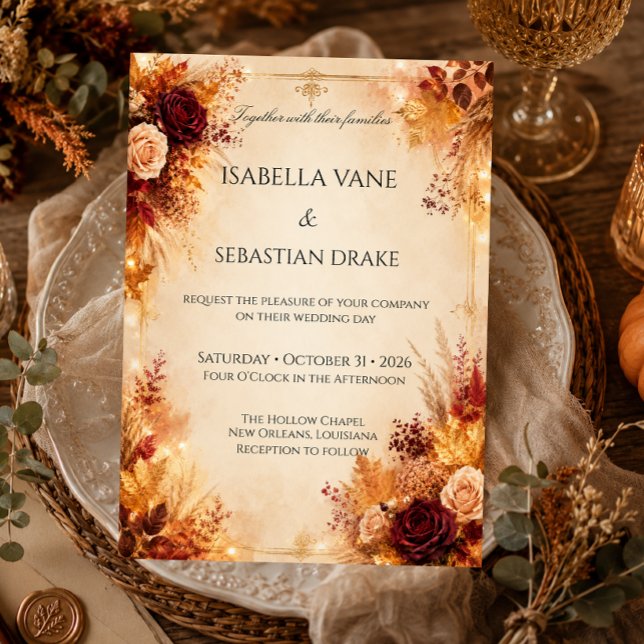 Rustic Autumn Floral Wedding Invitation (Creator Uploaded)