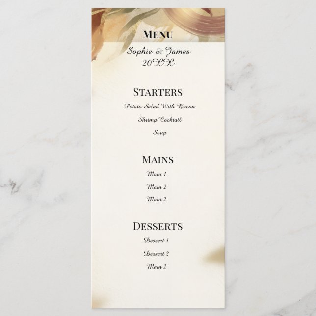 Rustic Autumn Floral Wedding Menu (Front)