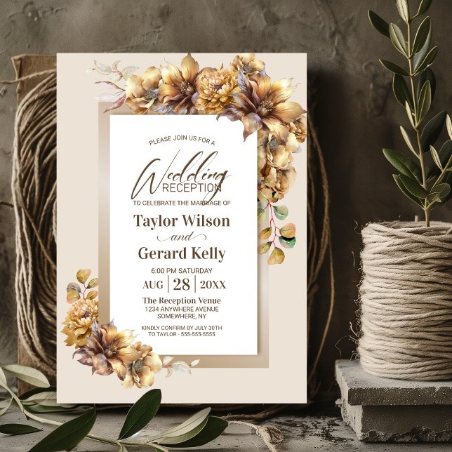 Rustic Autumn Floral Wedding Reception Invitation (Creator Uploaded)