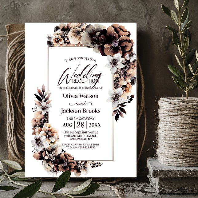 Rustic Autumn Floral Wedding Reception Invitation (Creator Uploaded)