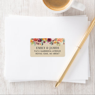 Rustic Autumn Floral Wedding Return Address Label