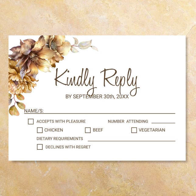 Rustic Autumn Floral Wedding RSVP Card (Creator Uploaded)