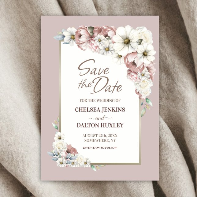 Rustic Autumn Floral Wedding Save the Date  (Creator Uploaded)