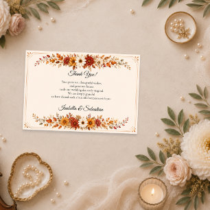 Rustic Autumn Floral Wedding Thank You Card