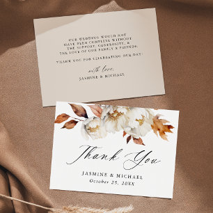 Rustic Autumn Floral Wedding Thank You Card
