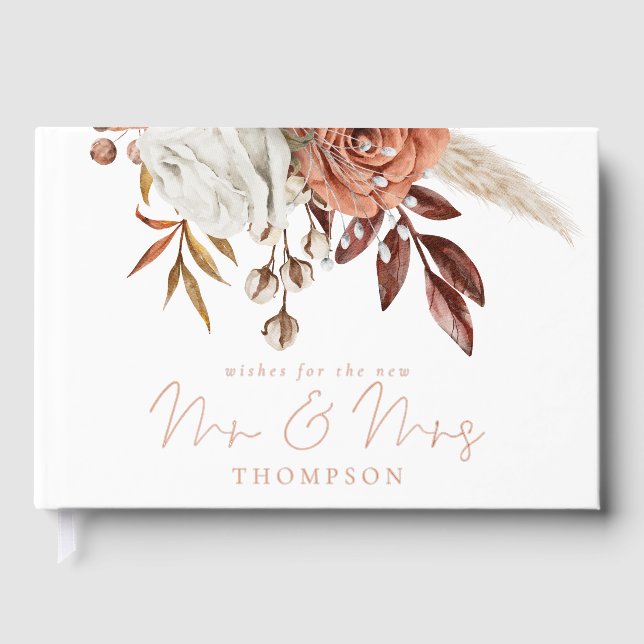 Rustic Autumn Florals Wedding Guest Book (Front)
