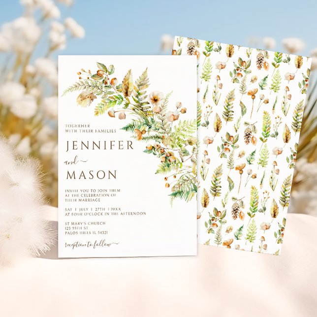 Rustic Autumn Flowers Forest Leaves Fall Wedding Invitation (Creator Uploaded)