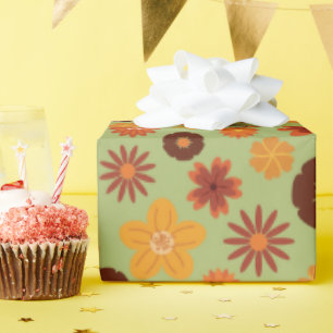Rustic Autumn Flowers Seamless Fall Birthdays Gift Wrapping Paper