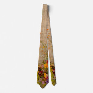 Rustic Autumn Flowers Wedding Neck Tie