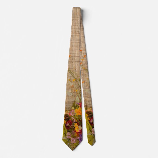 Rustic Autumn Flowers Wedding Neck Tie (Front)