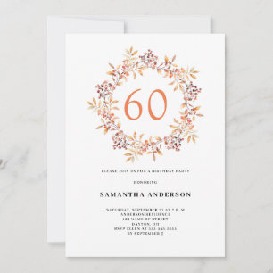 Rustic Autumn Foliage Berry 60th Birthday Party  Invitation
