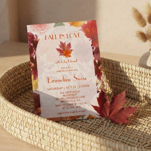 Rustic Autumn Foliage Fall in Love Baby Shower Invitation