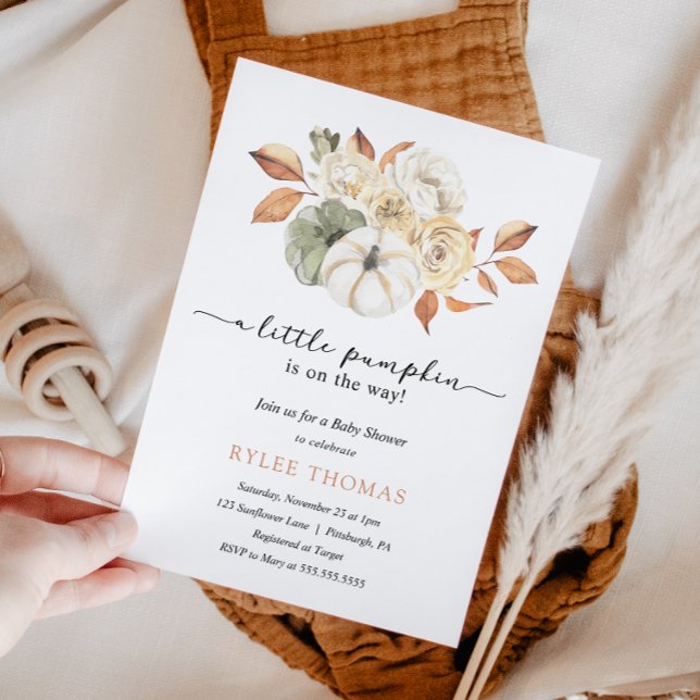 Rustic Autumn Foliage Pumpkin Autumn Baby Shower Invitation (Creator Uploaded)