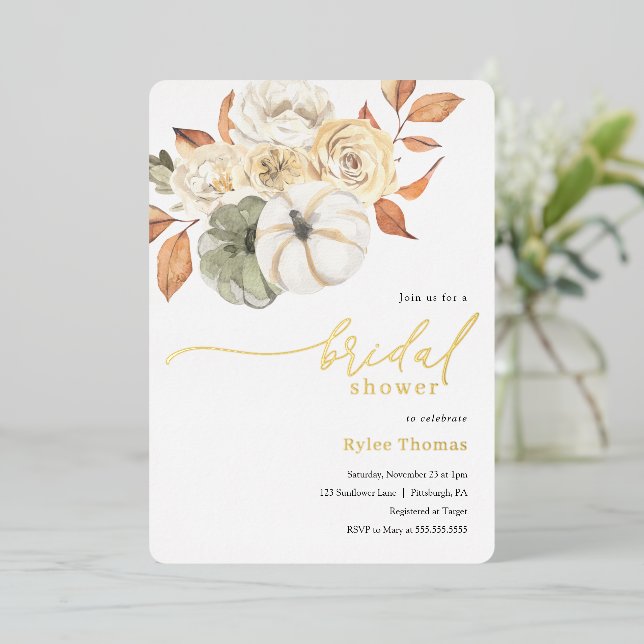 Rustic Autumn Foliage Pumpkin Autumn Bridal Shower (Standing Front)