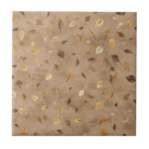 Rustic Autumn Foliage - Soft Yellowish Brown Shade Tile