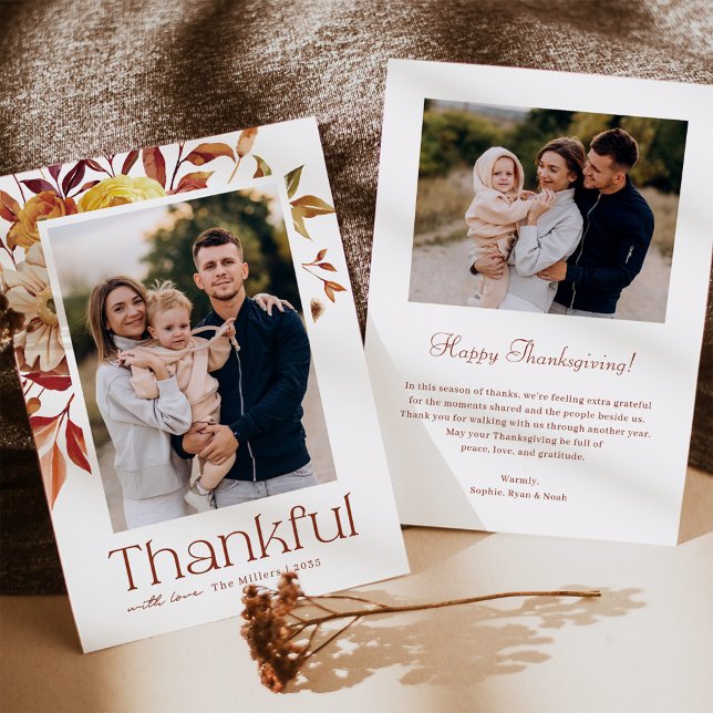 Rustic Autumn Foliage Thanksgiving Photo Holiday Card (Creator Uploaded)