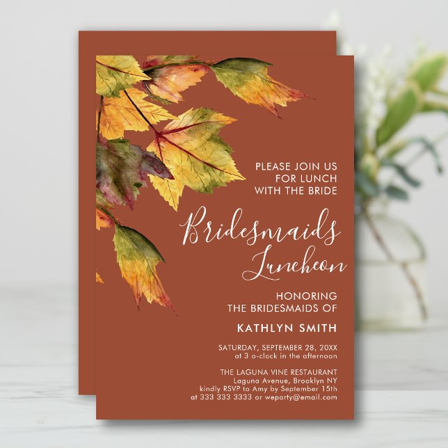 Rustic Autumn Foliage Wedding Bridesmaids Luncheon Invitation (Creator Uploaded)