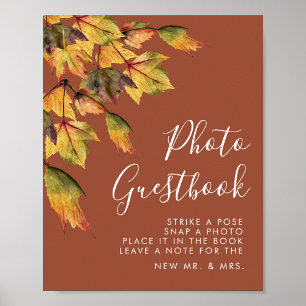 Rustic Autumn Foliage Wedding Photo Guestbook 