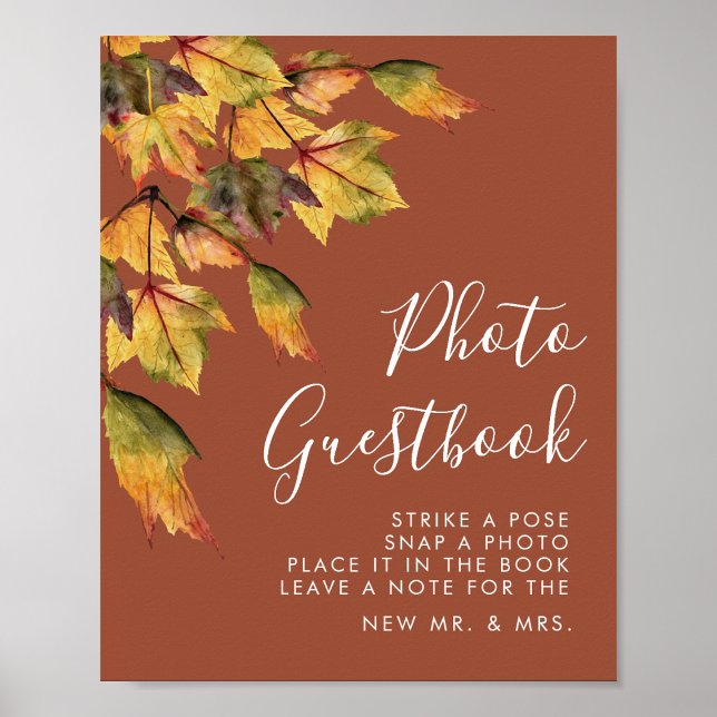 Rustic Autumn Foliage Wedding Photo Guestbook  (Creator Uploaded)