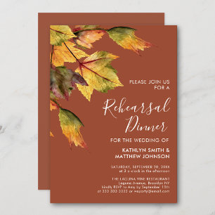 Rustic Autumn Foliage Wedding Rehearsal Dinner Invitation