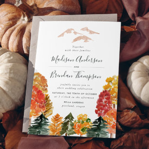 Rustic Autumn Forest Fall Wedding Invitation