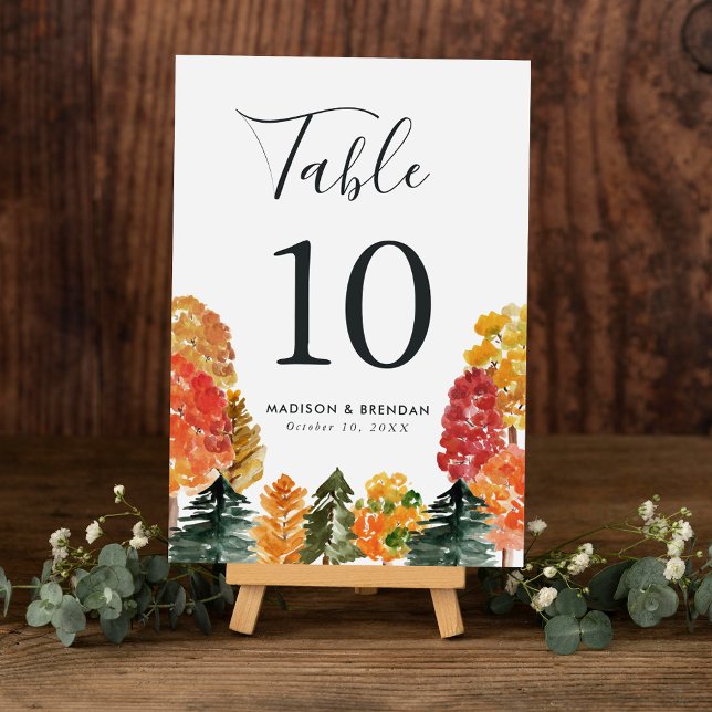 Rustic Autumn Forest Fall Wedding Table Number (Creator Uploaded)