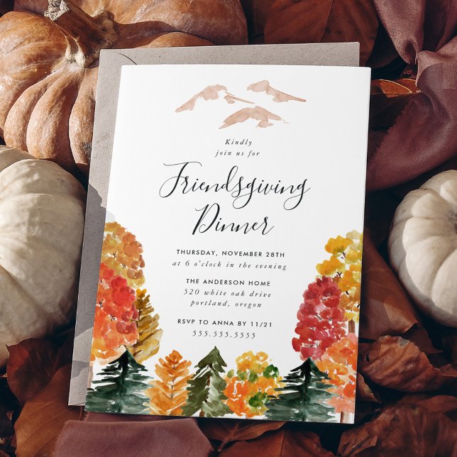 Rustic Autumn Forest Friendsgiving Dinner Invitation (Creator Uploaded)