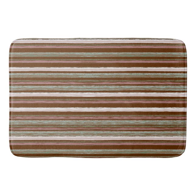 Rustic Autumn Forest Stripes Art by Heva Weva Bath Mat (Front)