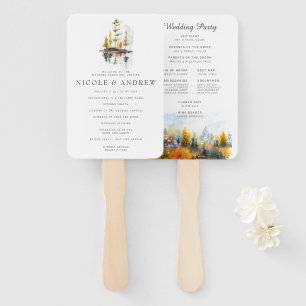 Rustic Autumn Forest   Wedding Program Hand Fan