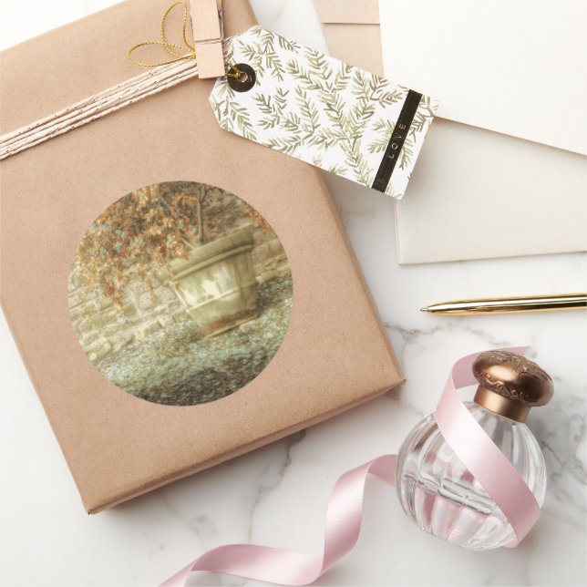 Rustic Autumn Garden Classic Round Sticker (Gifting)