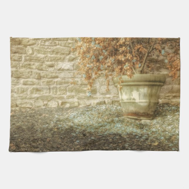 Rustic Autumn Garden Tea Towel (Horizontal)