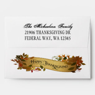 Rustic Autumn Gold Happy Thanksgiving Envelope