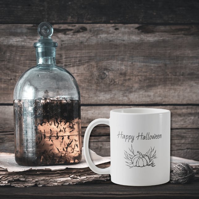 Rustic Autumn Halloween Pumpkin Cute Typography Coffee Mug (Creator Uploaded)