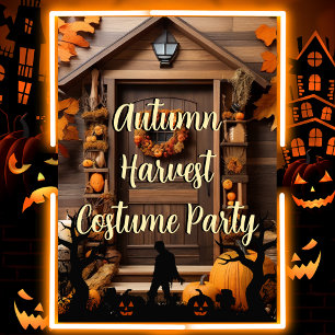 Rustic Autumn Harvest Farmhouse Costume Party Invitation
