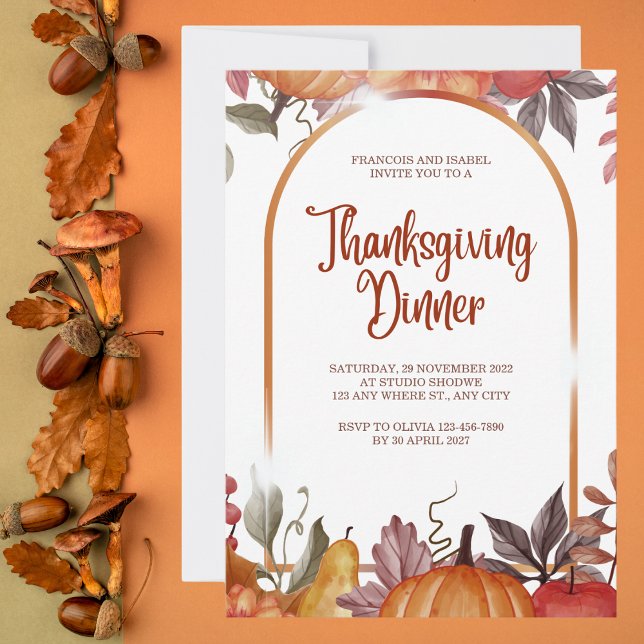 Rustic Autumn Harvest Thanksgiving Dinner Invitation (Creator Uploaded)