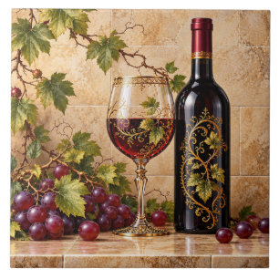 Rustic Autumn Harvest - Wine & Grape Tile
