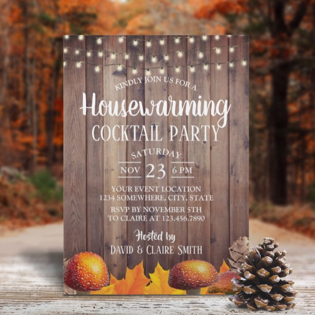 Rustic Autumn Housewarming Cocktail Party Invitation (Creator Uploaded)