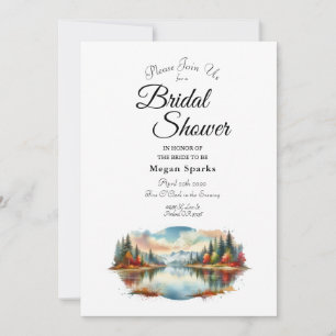 Rustic Autumn Lakeside Forest Bridal Shower Invitation
