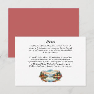 Rustic Autumn Lakeside Forest Wedding Enclosure Card