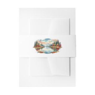 Rustic Autumn Lakeside Forest Wedding Invitation Belly Band