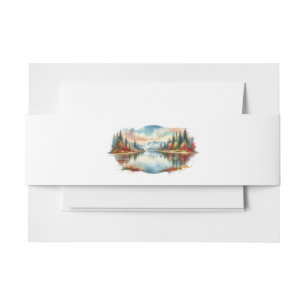 Rustic Autumn Lakeside Forest Wedding Invitation Belly Band